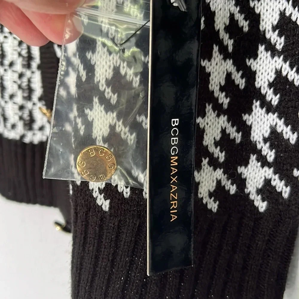 NWT BCBG Maxazria Black & White Houndstooth Print Cardigan M - Picture 5 of 7